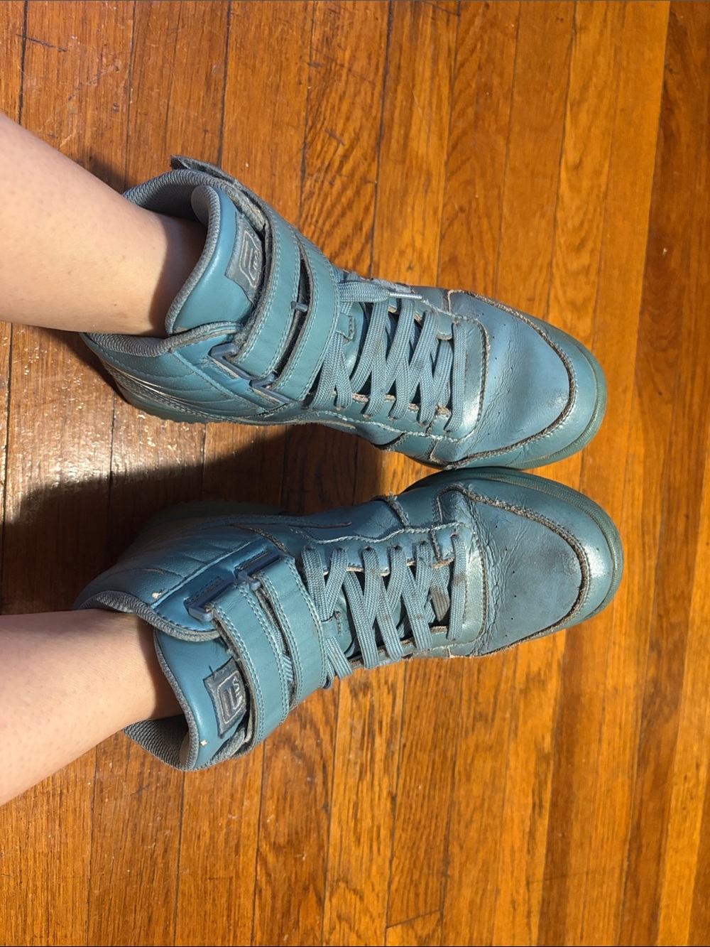 Women’s Well Worn Powder Blue High-top Fila Stinky Sneakers